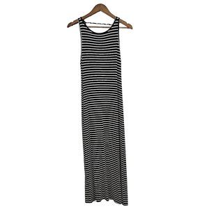Acemi Maxi‎ Dress Womens Size Small Black White Striped Scoop Neck Cover Up